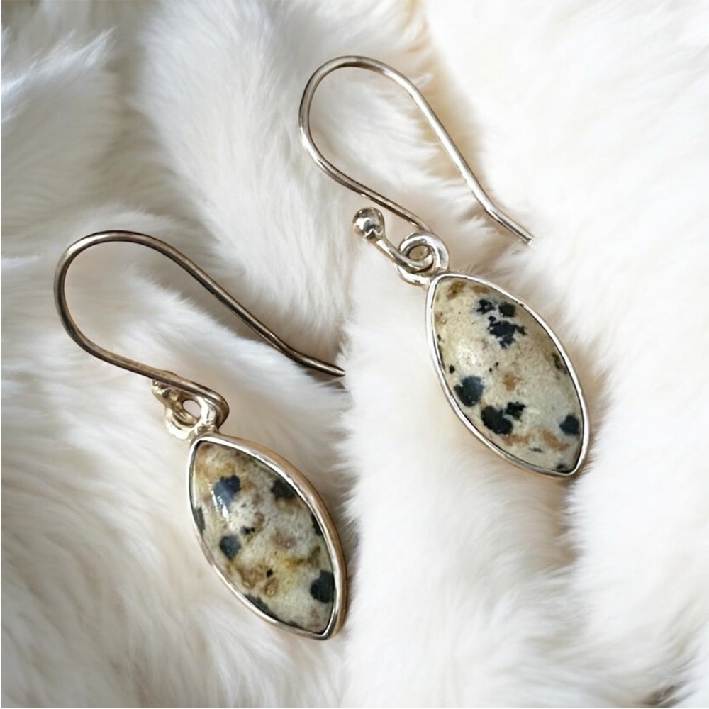 Dalmatian Jasper Sterling Silver Earrings 925
